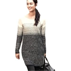 Athleta Fireside Merano Wool sweater dress, black and cream, size XS